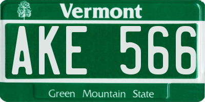 VT license plate AKE566