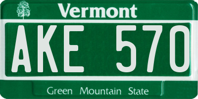 VT license plate AKE570