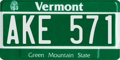VT license plate AKE571