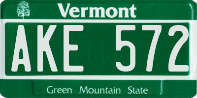 VT license plate AKE572