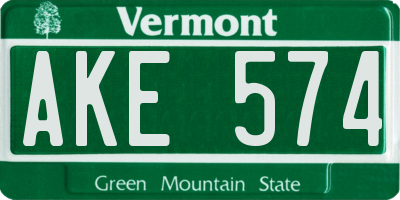 VT license plate AKE574