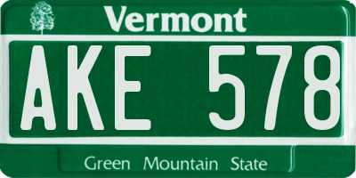 VT license plate AKE578