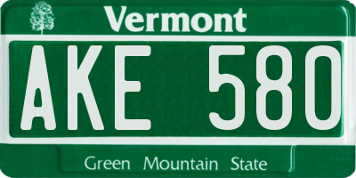 VT license plate AKE580