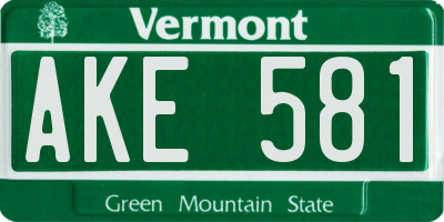 VT license plate AKE581