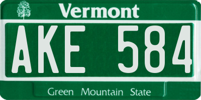 VT license plate AKE584