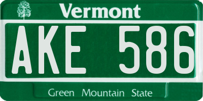 VT license plate AKE586