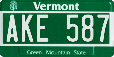 VT license plate AKE587
