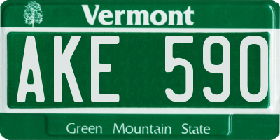 VT license plate AKE590