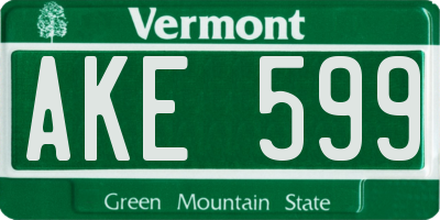 VT license plate AKE599
