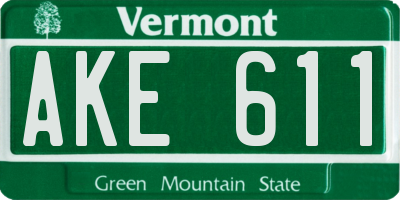 VT license plate AKE611