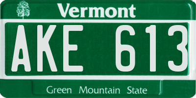 VT license plate AKE613