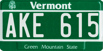 VT license plate AKE615