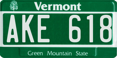 VT license plate AKE618