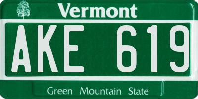 VT license plate AKE619