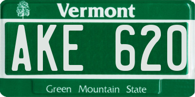 VT license plate AKE620