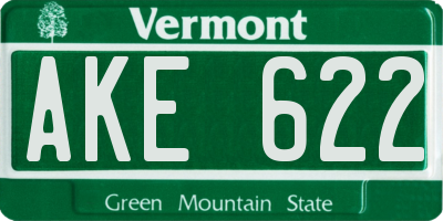 VT license plate AKE622