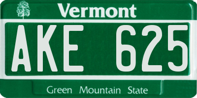 VT license plate AKE625
