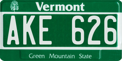VT license plate AKE626