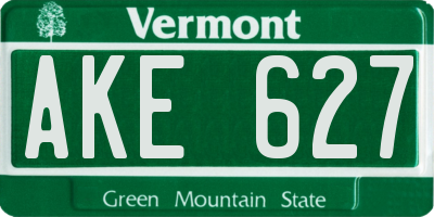VT license plate AKE627