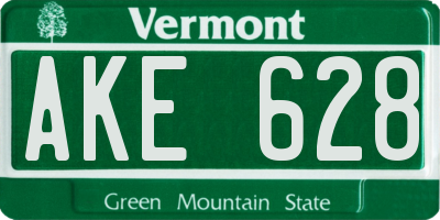 VT license plate AKE628