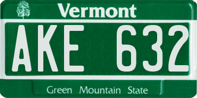 VT license plate AKE632