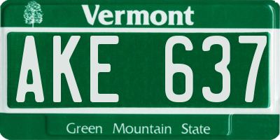 VT license plate AKE637