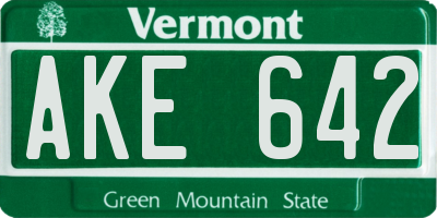 VT license plate AKE642