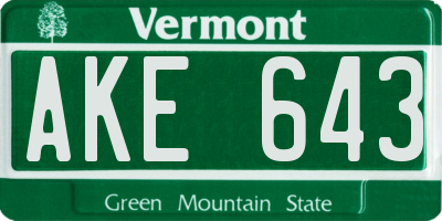 VT license plate AKE643