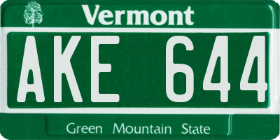 VT license plate AKE644