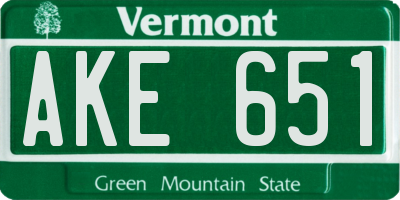 VT license plate AKE651
