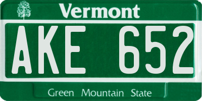 VT license plate AKE652