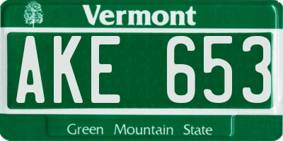 VT license plate AKE653