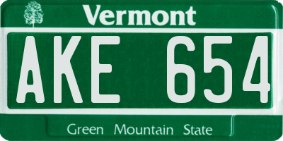 VT license plate AKE654