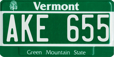 VT license plate AKE655