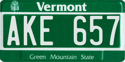 VT license plate AKE657