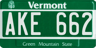 VT license plate AKE662