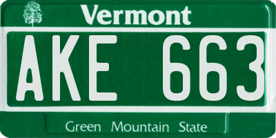 VT license plate AKE663