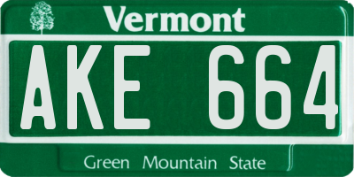 VT license plate AKE664