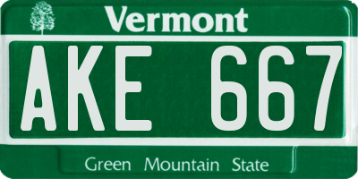 VT license plate AKE667