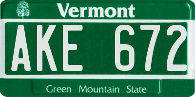 VT license plate AKE672