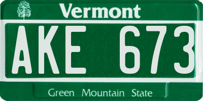 VT license plate AKE673