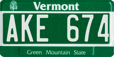 VT license plate AKE674