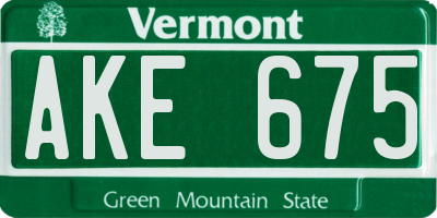 VT license plate AKE675