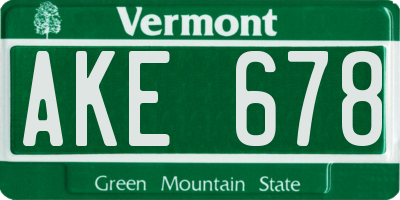 VT license plate AKE678