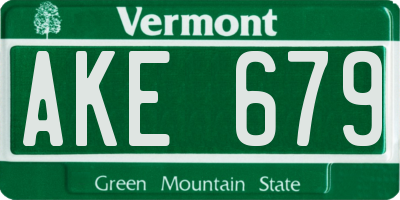 VT license plate AKE679
