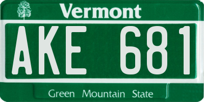 VT license plate AKE681
