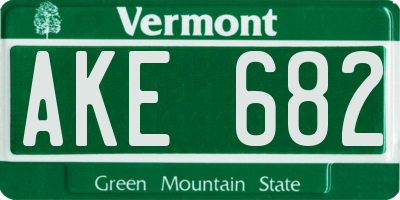 VT license plate AKE682