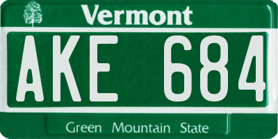VT license plate AKE684