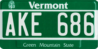 VT license plate AKE686