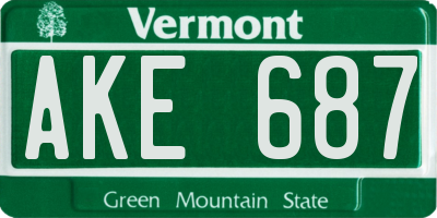 VT license plate AKE687